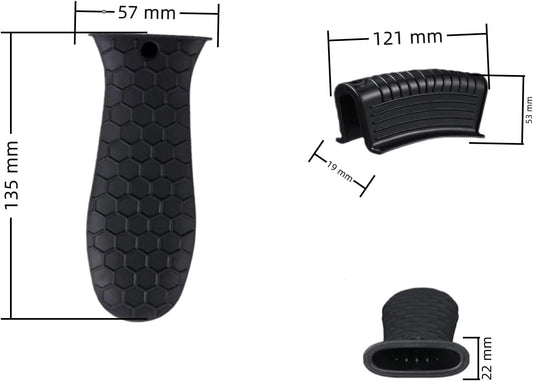 8 Pcs Silicone Pot Handle Covers Set, Heat Resistant Cast Iron Handle Sleeves - Non Slip Pan Handle Holder for Frying Pan, Pots, Kitchen Cookware (Black)