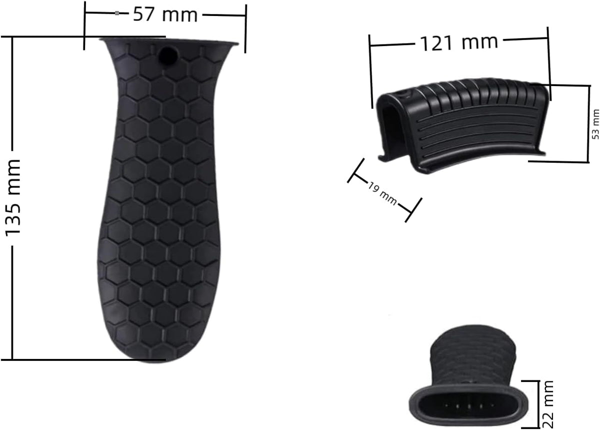 8 Pcs Silicone Pot Handle Covers Set, Heat Resistant Cast Iron Handle Sleeves - Non Slip Pan Handle Holder for Frying Pan, Pots, Kitchen Cookware (Black)
