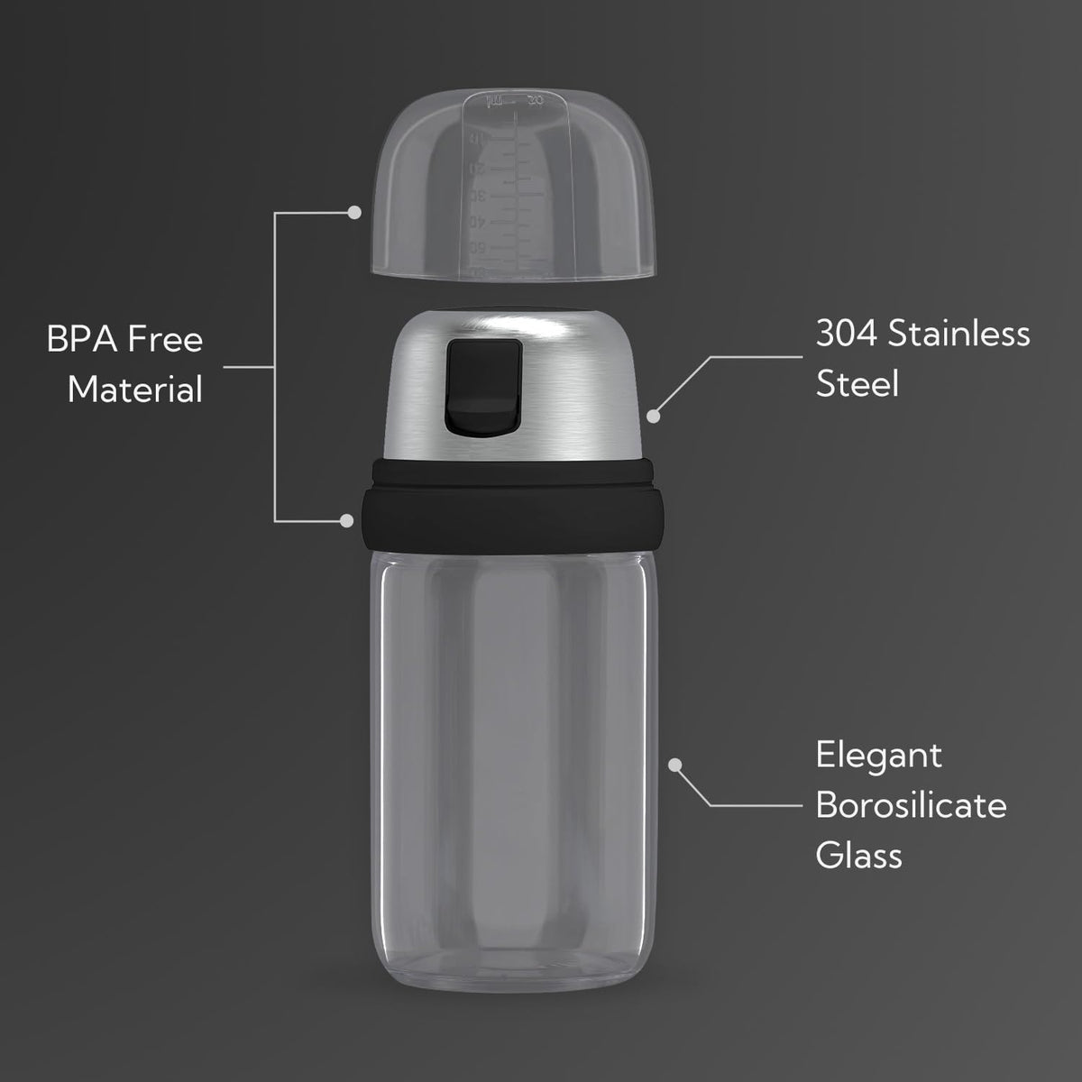 KTCHENDAO 2 in 1 Glass Salt and Pepper Shaker with Side Pour Spout, Built-in Lid for Moisture-proof, Elegant Borosilicate Glass Salt Pepper Dispenser set for Kitchen, BPA Free, 4oz (White)