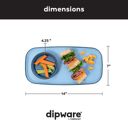 madesmart dipware Small Serving Plate, Stackable & Removable Dip Bowl for Salsa, Queso, Salad, Olives, Dishwasher & Microwave Safe, Multipurpose Plate & Bowl, Blue
