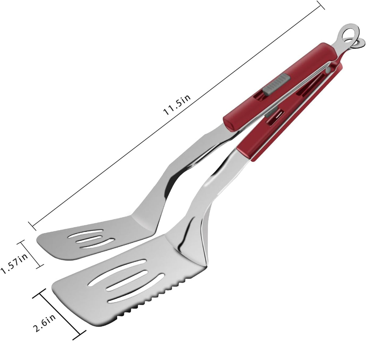 13.5-inch Stainless Steel Tongs for Cooking – Versatile Metal Spatula Tongs for Flipping, Picking Up, Cutting, and Stir-Frying Meats and Other Foods. Kitchen Tongs Durable and Multifunctional.(White)