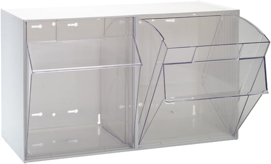 Quantum Storage Systems QTB302WT 2 Drawers Tip Out Cabinet Part Organizer White 14" H x 24" W x 12" D