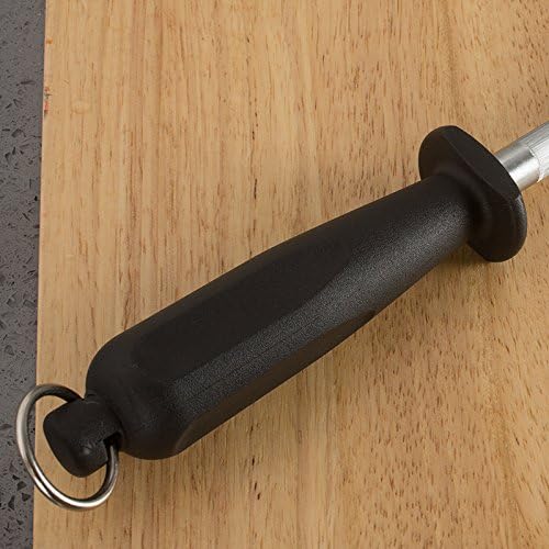 12-Inch Knife Sharpening Rod, Fine Carbon Honing Steel, Black Handle