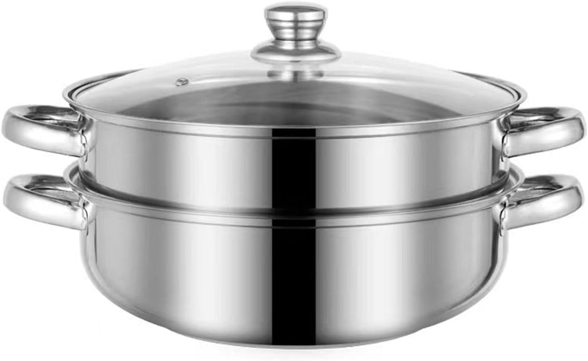 Steamer for Cooking, 5.0 Quarts Stainless Steel Steamer Pot, 2-Tier Food Steam Pots with Lid for Cooking Vegetables, Seafood, Soups, Stews and Pasta, 11 x 6.1 inch