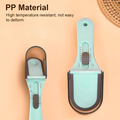 Adjustable Measuring Spoons, Push-Pull Design Baking Measuring Spoon, Kitchen Spoon with Magnetic Base & Hanging Hole, Precise Measurement for Dry Liquid Ingredients