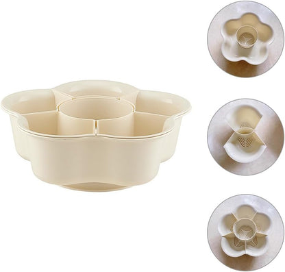 Kichvoe Rotation Vegetable Platter - Drainage System Divided Serving Tray - for Hot Pot Reusable for Family Gatherings and Dinner Parties Compartment Dairy 13.77X7.48X5.11In