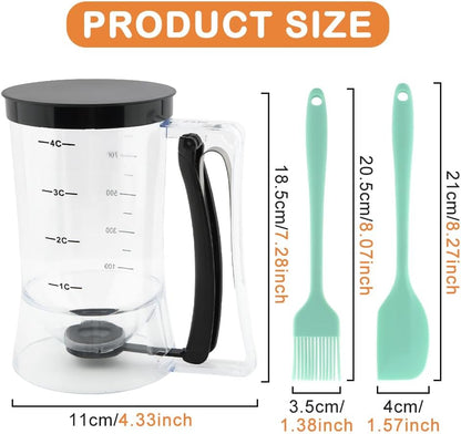 4 Cup Pancake Cupcake Batter Dispense with Measuring Label