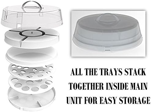 Crazy Chef 6-in-1 Collapsible Cupcake Carrier with Lid, Multi-Use Food Storage Container for Cupcakes, Deviled Eggs, Cakes, Pies, and Chips & Dip, BPA-Free with Free Cake Frosting Spatula