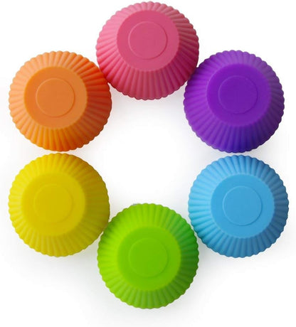 2 Inch Mini Size Silicone Baking Cups Muffin Cups, Reusable and Nonstick Mini Cupcake Liners, Chocolate Holders Truffle Cups, 24 Pack, 6 Vibrant Colors, Round