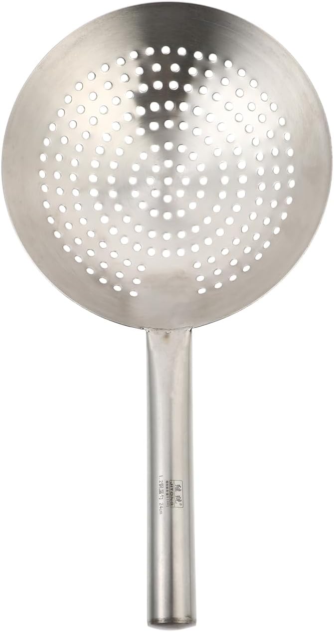 UPKOCH Stainless Steel Skimmer Spoon Fine Mesh Filter Strainer for Frying Hot Pot Vegetables Meat Wonton 16.92 inch Handle Kitchen Gadget for Daily Cooking