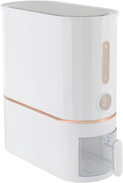 Rice Dispenser, 10KG/22Lbs Rice Container Cereal Dispenser with Lid & Measuring Cup, Grain Storage Organizer Rice Holder for Kitchen Countertop Dry Food, W7.4*D15.8*H15.7in