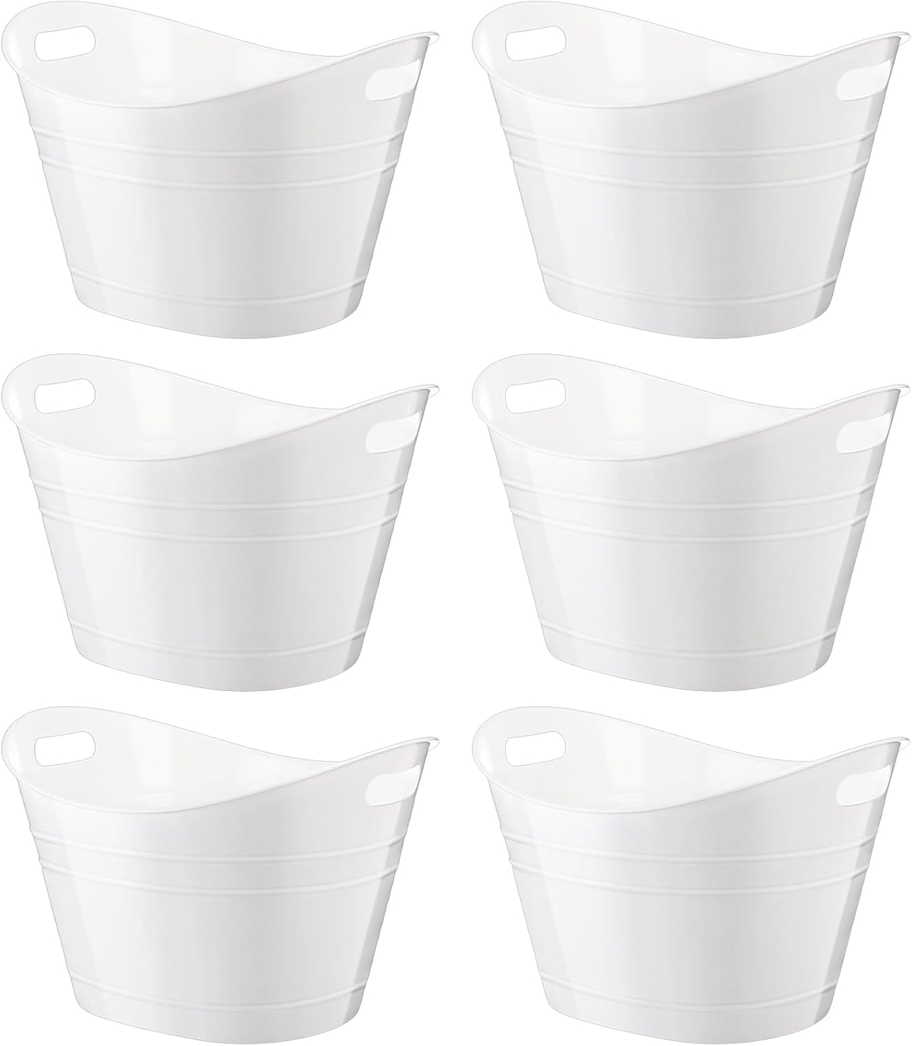 Patelai 6 Pcs Ice Buckets Bulk, Plastic Ice Buckets with Handles, Oval Storage Tub, Large Capacity Drink Tub for Party Bar Wine Beer Champagne Beverage Bottle Cooler(4.5 Liter,Clear)