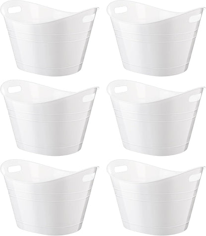 Patelai 6 Pcs Ice Buckets Bulk, Plastic Ice Buckets with Handles, Oval Storage Tub, Large Capacity Drink Tub for Party Bar Wine Beer Champagne Beverage Bottle Cooler(4.5 Liter,Clear)