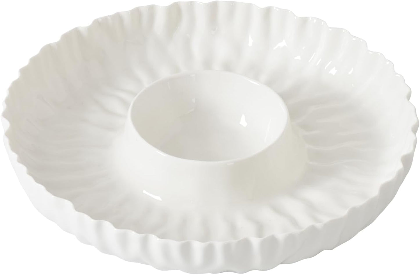 Pampa Bay Mascali Bianca Chip & Dip, 13"" D x 2"" tall, Small, White