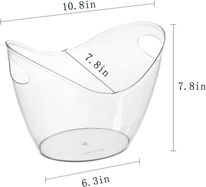Clear Ice Bucket 4 Pack, 4L Acrylic Ice Buckets for Parties - Beverage Tub for Champagne, Beer, Wine Bottles, Large Drink Cooler Bin for Home or Commercial Use