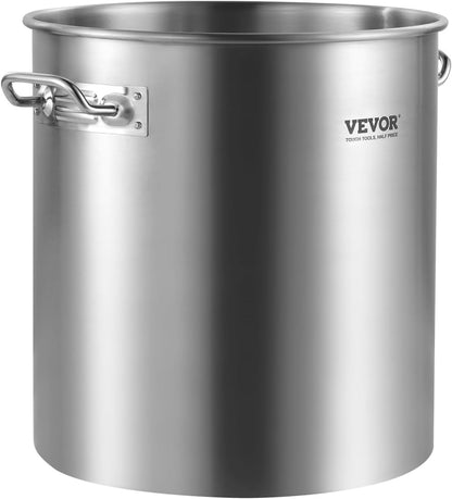 VEVOR Stainless Steel Stockpot, 42 Quart Large Cooking Pots, Cookware Sauce Pot with Strainer, Lid, and Handle, Heavy Duty Commercial Grade Stock Pot, Sanding Treatment, for Large Groups Events Silver