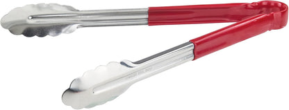 Winco 12" Red Plastic Serving Tongs
