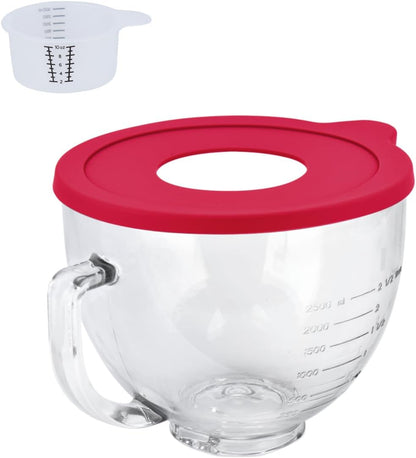 Stainless Steel Bowl Compatible with Kitchenaid Mixer 4.5/5QT，With Grey Lid,5 Quart Stainless Bowl for Kitchen Aid Mixing,With Green Lid