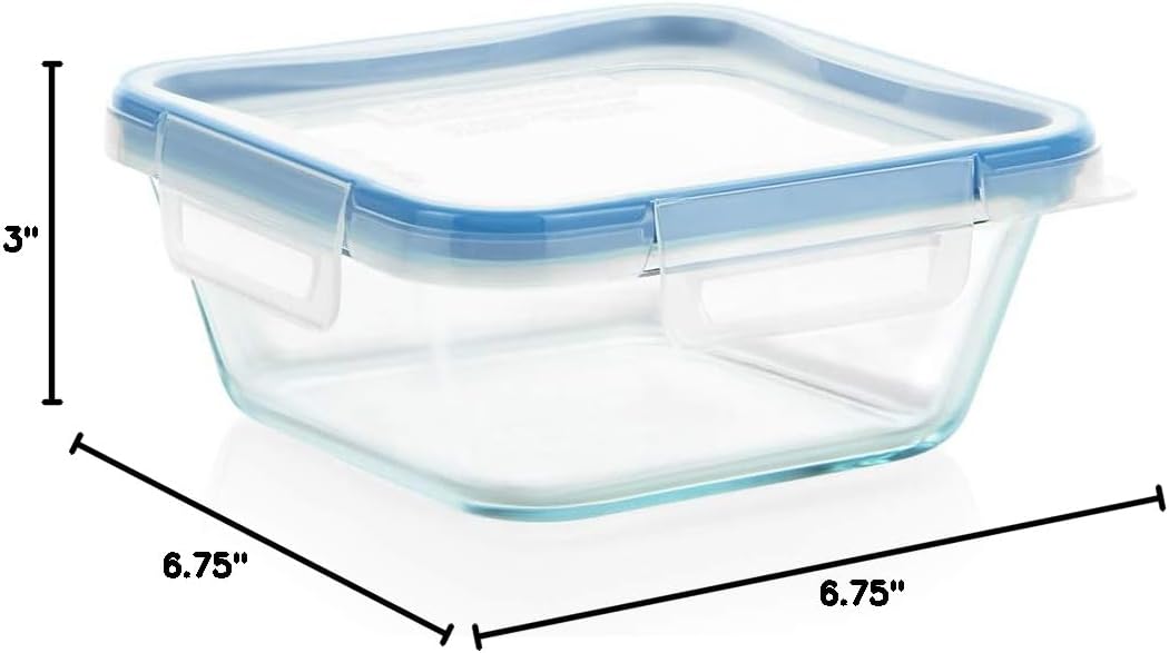 Snapware Glass Total Solutions (12-Pack) Food Storage Containers Set, (1, 2 & 4 Cup), Airtight & Leakproof Plastic Locking BPA-Free Lids, Freezer Dishwasher Microwave Safe