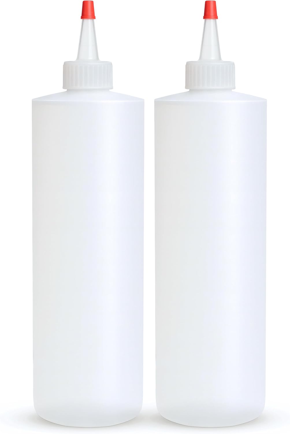 BRIGHTFROM Empty Squeeze Bottles 16 OZ, 2 PACK Squirt Containers with Red Top, BPA Free for Condiments, Syrup, Ketchup, Sauces, Dressing, Oil, Honey | Arts and Crafts - Leak Proof - Kitchen