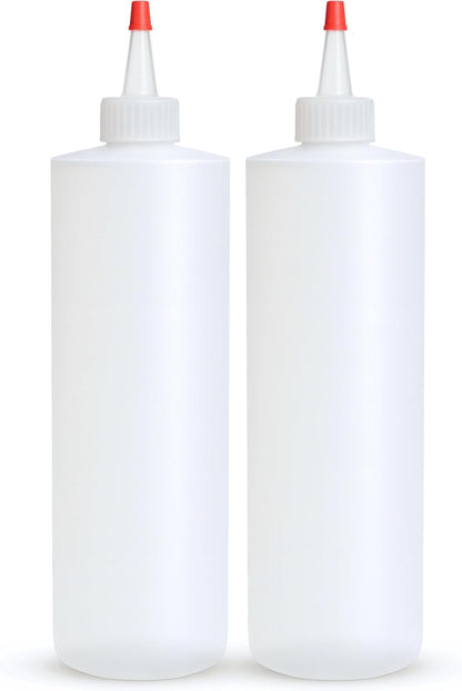 BRIGHTFROM Empty Squeeze Bottles 16 OZ, 2 PACK Squirt Containers with Red Top, BPA Free for Condiments, Syrup, Ketchup, Sauces, Dressing, Oil, Honey | Arts and Crafts - Leak Proof - Kitchen