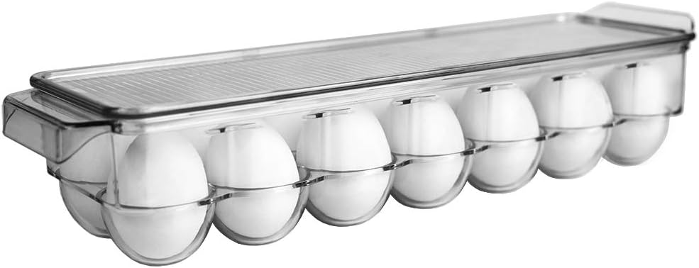 Home Basics Transparent Egg Holder with Clear Cover Durable Plastic Bin for Convenient Fridge and Pantry Organization | Ideal for Keeping Eggs Fresh and Neatly Organized