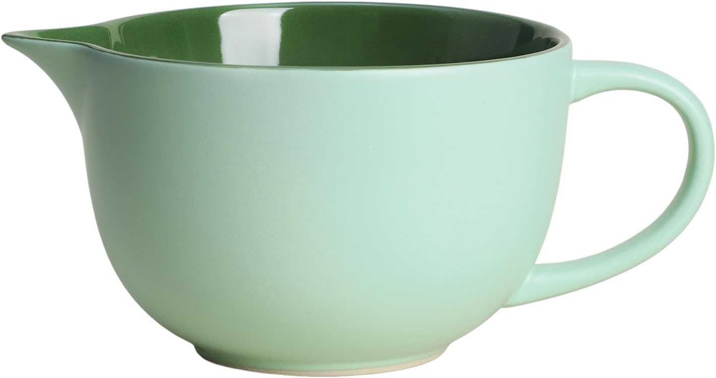 Gaolinci Simple Solid Color Kitchen Ceramic Mixing Bowl, 1 Quart Large Bowl, with Pouring Spout and Handle