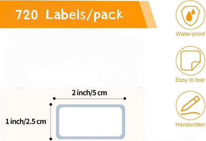 Blank Waterproof Removable Labels for Freezer Storage containers, Labels forJars,Date Label Food Storage Stickers, Waterproof Oil Resistant Easy Clean Leaves no Residue 500Total Per Roll