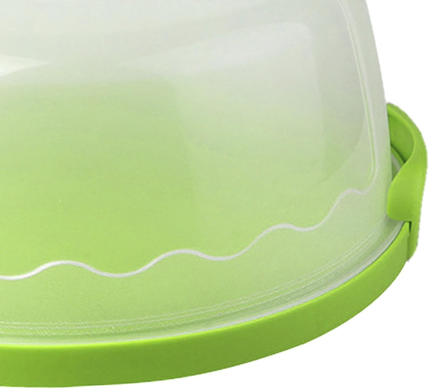 MagiDeal Cake Carrier,Cake Keeper Stand,Fits 10 inch Cake,Holds Pies,Round Cupcake Storage,with Lid and Handle,Cake Storage Container, green, 28.7cmx13cm