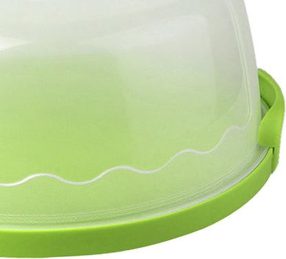 MagiDeal Cake Carrier,Cake Keeper Stand,Fits 10 inch Cake,Holds Pies,Round Cupcake Storage,with Lid and Handle,Cake Storage Container, green, 28.7cmx13cm