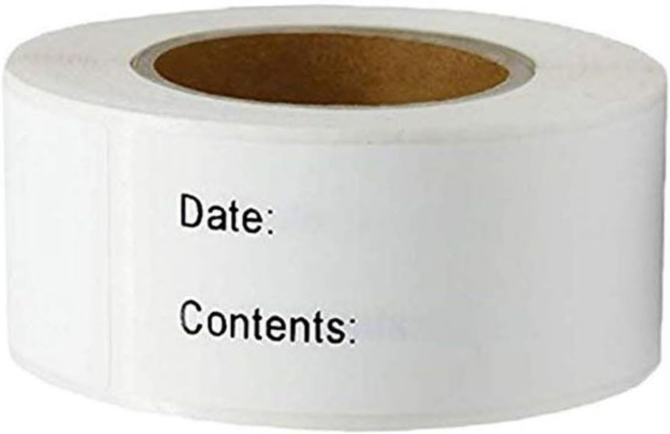 120 Sheets Date Contents Labels Roll, Food Storage Stickers for Kitchen, Home Organization, Removable Adhesive