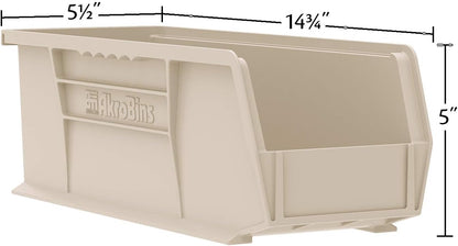 Akro-Mils 30234 AkroBins Plastic Storage Bins, Space-Saving Stackable Bins for Garage, Pantry, Craft Organization, 15" x 5" x 5", Clear, 12-Pack