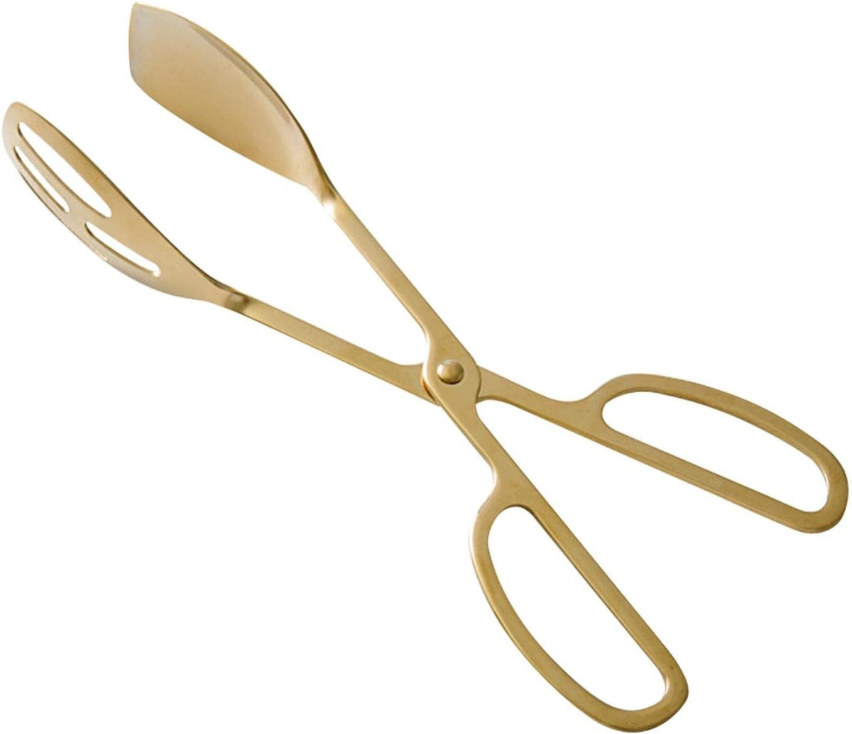 Food Tongs, Heavy Duty Stainless Steel Kitchen Tongs Salad Tongs 10 inch Heat Resistant Small Serving Tongs for Cooking, Grill, Pastry, Sandwich, Ice, Food Bread Dessert (Gold)