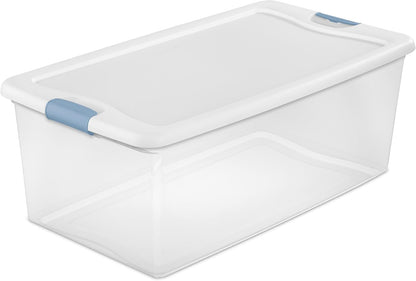 Sterilite 6-Pack Latching Box, Under Bed Storage Bins with Lids, Clear Plastic, 25 Quart - Heavy-Duty Organizing Containers for Closet, Bathroom, and Office