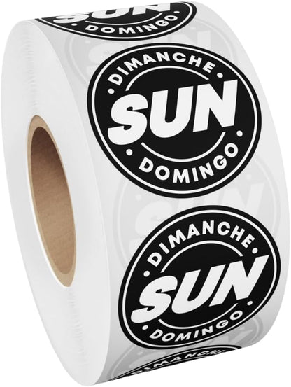 Easy Identification Date Stickers 7,000 Days of the Week Stickers – Sunday 3/4" Days of the Week Food Labels – Day Dots for Food – Restaurant Supplies – Best By Commercial Kitchen Supplies
