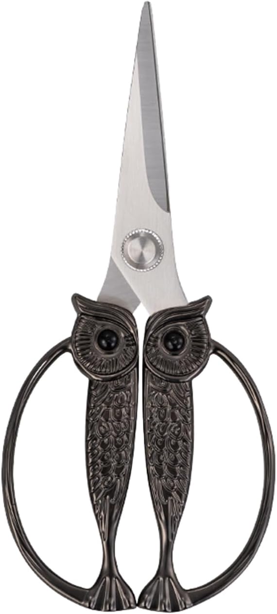 Kitchen Owl Scissors - Stainless Steel Kitchen Scissors, Sharp Meat Scissors, Dishwasher Safe, Heavy-duty Poultry Scissors, Food Cooking Scissors, Gift for Men and Women (Pearl nickel, large)