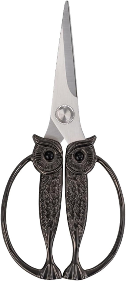 Kitchen Owl Scissors - Stainless Steel Kitchen Scissors, Sharp Meat Scissors, Dishwasher Safe, Heavy-duty Poultry Scissors, Food Cooking Scissors, Gift for Men and Women (Pearl nickel, large)