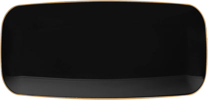 Plasticpro Plastic Serving Trays - Round Serving Platters with Gold Rim 14X14 Disposable Party DishPack of 2