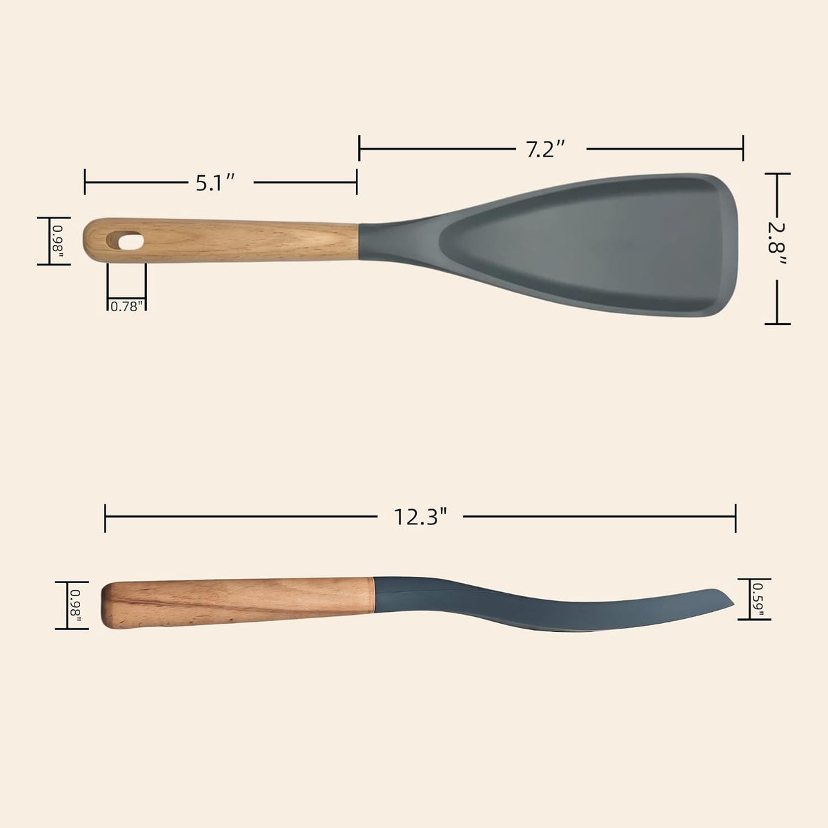Silicone Cooking Spoon, Heat Resistant 600°F Spoonula for Nonstick Cookware