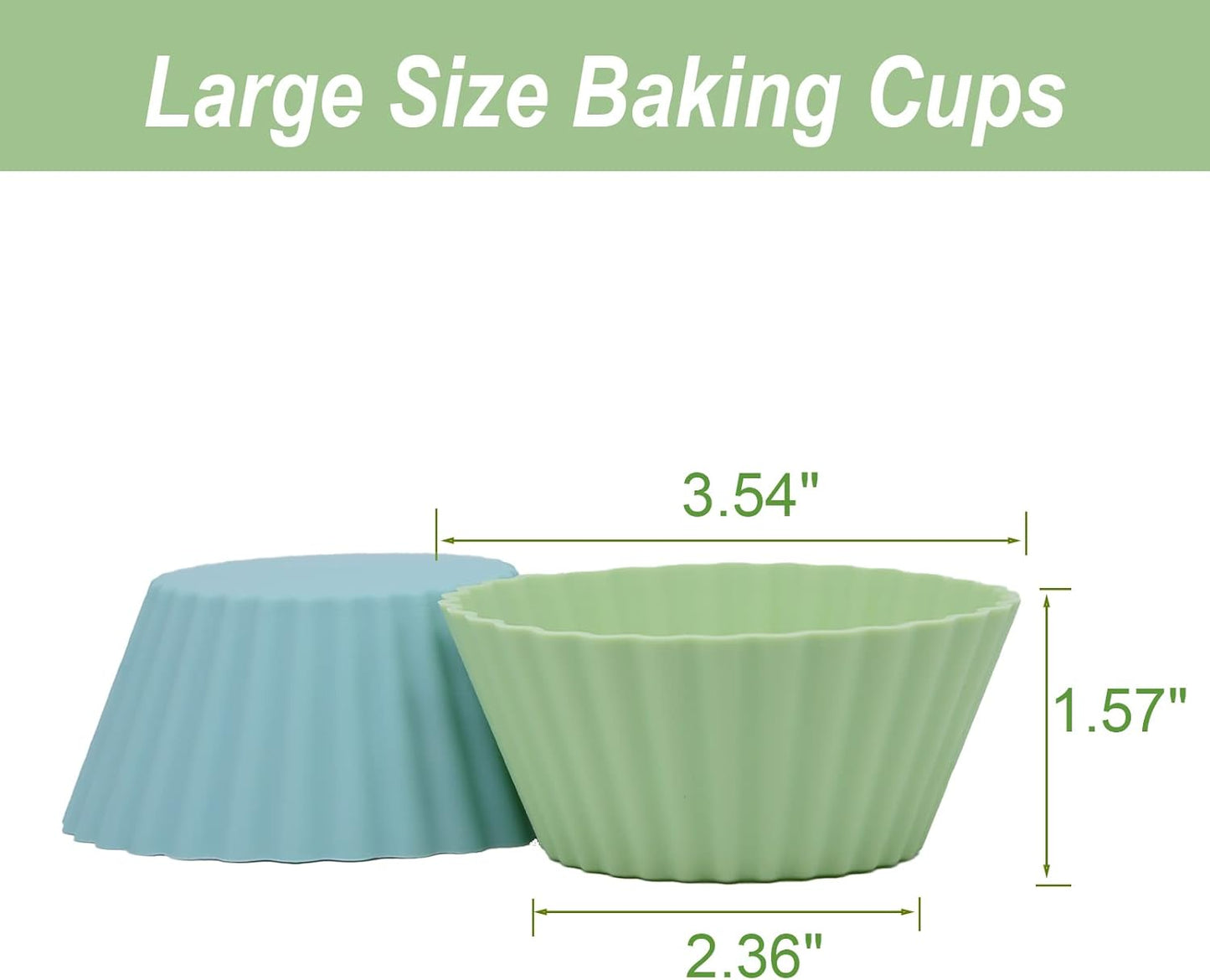 Silicone Baking Muffin Cups 12 Pack, Reusable Cupcake Liners Cake Molds, BPA Free, Dishwasher Safe(White, Green, Navy, Dusty Blue)