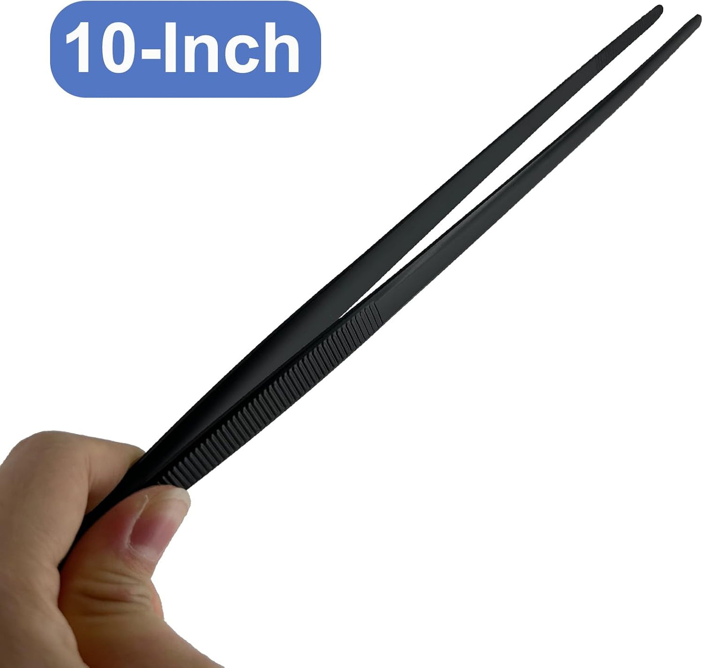 8-Inch Plating Tweezers Culinary Kitchen Tweezer Stainless Steel, Black Offset Tweezers for Cooking Food Design (8-Inch Offset Design)