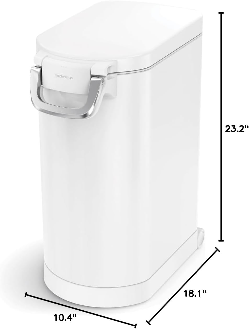 simplehuman 25 Liter, 27 lb / 12.2 kg Medium Pet Food Storage Container for Dog Food, Cat Food, and Bird Feed, Alloy Steel, Matte Black