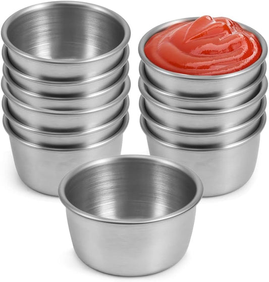 Ramekin Sauce Dipping Bowl Mini Sauce Cups Pudding Condiment Cups for Home Party Stainless Steel (Sliver 12 Pack 50ml)