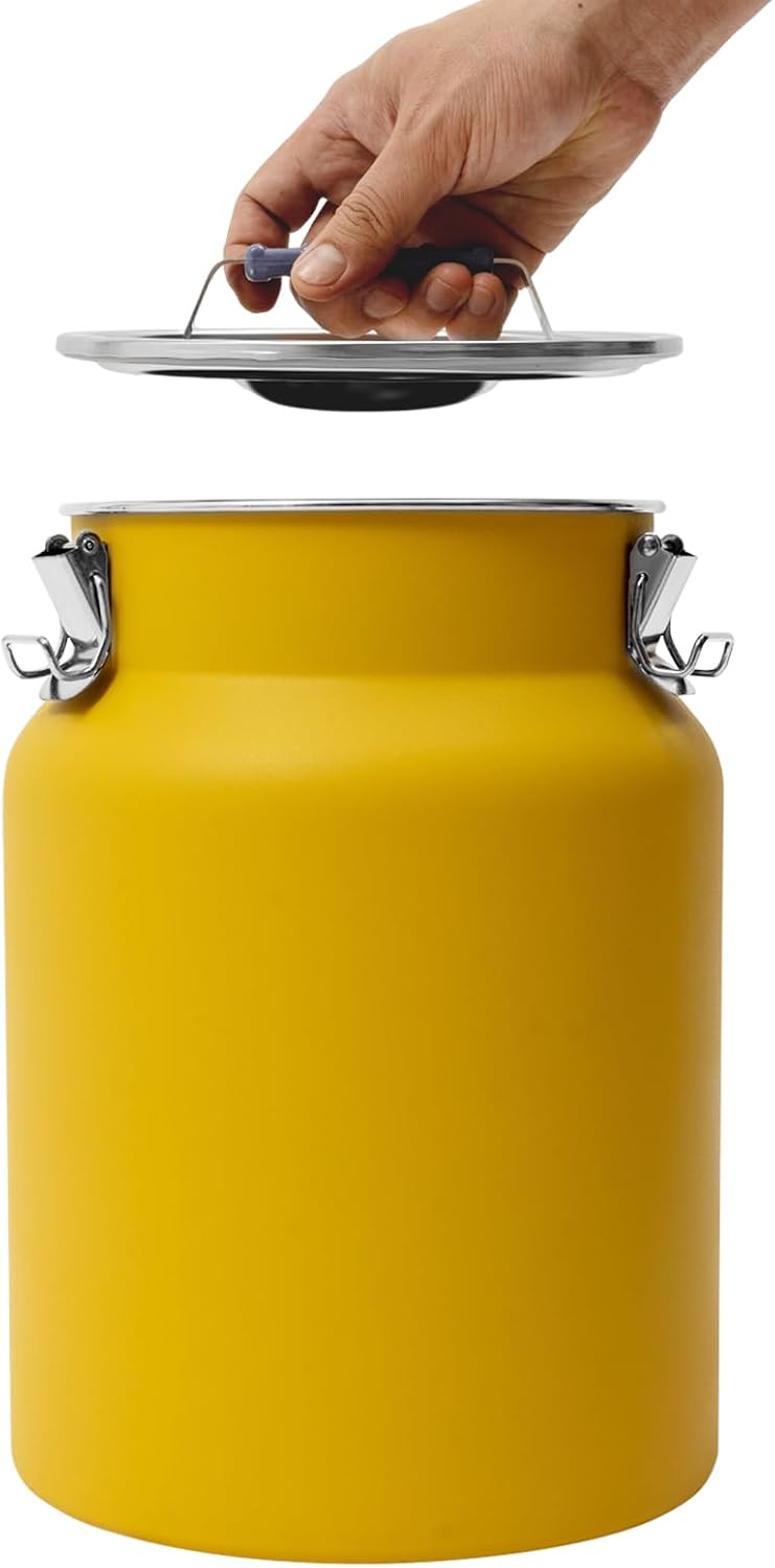 Sealed Rice Storage Container, 12L/3gal Stainless Steel Kitchen Food Storage Bin with Lids Locking Clamp, Airtight Canisters Container for Flour Rice Cereal Grain Coffee Bean (Red)