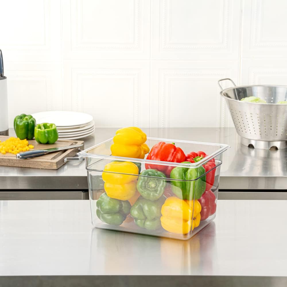 Restaurantware-2.5 Inch Deep Food Pans, 1 1/6 Size Commercial Food Storage Container - Freezable, Break-Resistant, Clear Plastic Cold Pans, Dishwashable, For Kitchens, Restaurants, Or Cafeterias