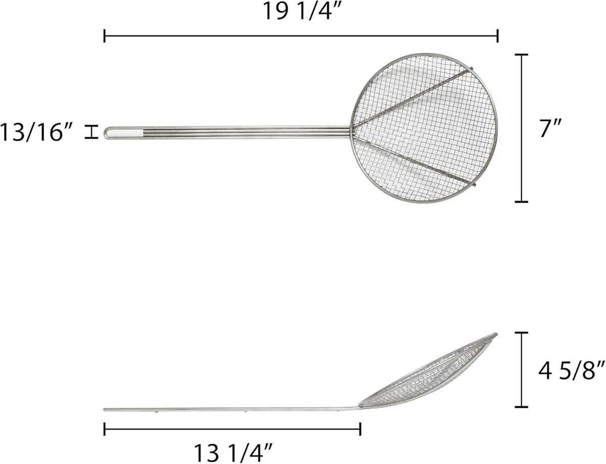TrueCraftware- 12 Inch Round Wire Skimmer Nickel Plated- Mesh Strainer Skimmer Spoon for Cooking Draining Pasta Noodles Vegetables Rice Quinoa