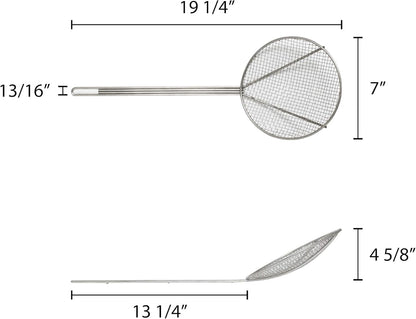 TrueCraftware- 12 Inch Round Wire Skimmer Nickel Plated- Mesh Strainer Skimmer Spoon for Cooking Draining Pasta Noodles Vegetables Rice Quinoa