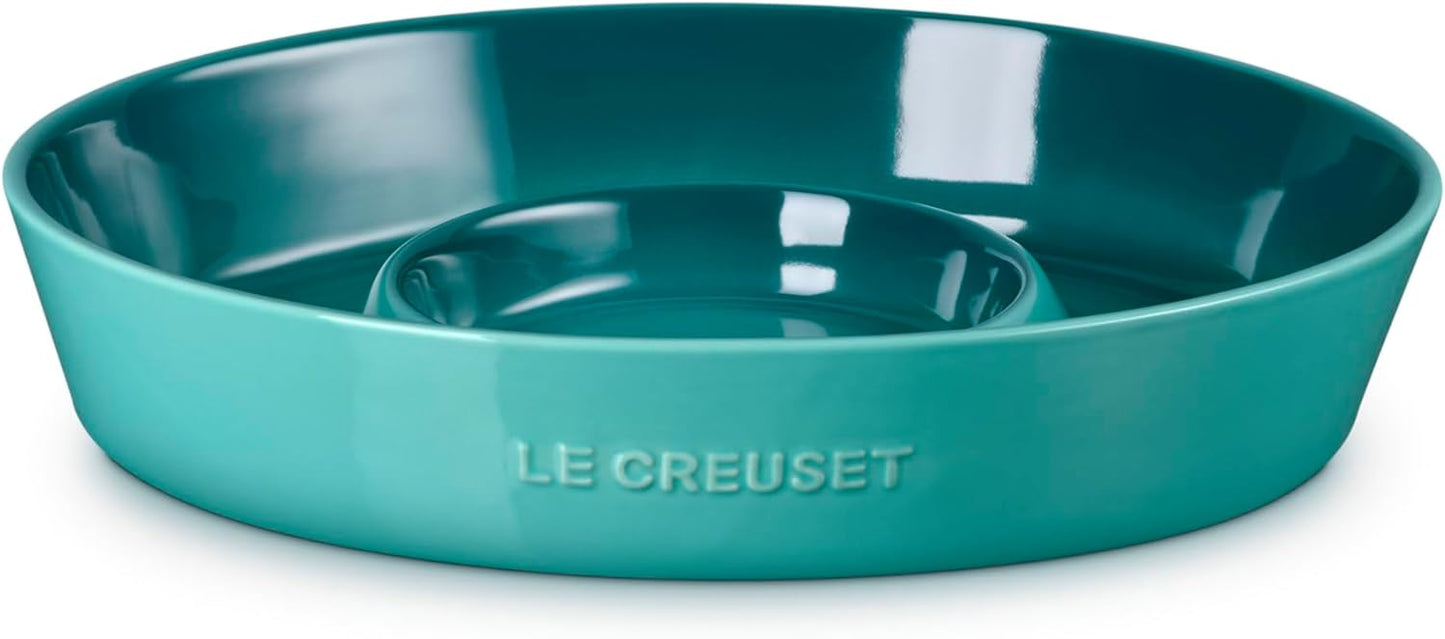 Le Creuset Stoneware Signature Oval Chip and Dip Platter, 13", White