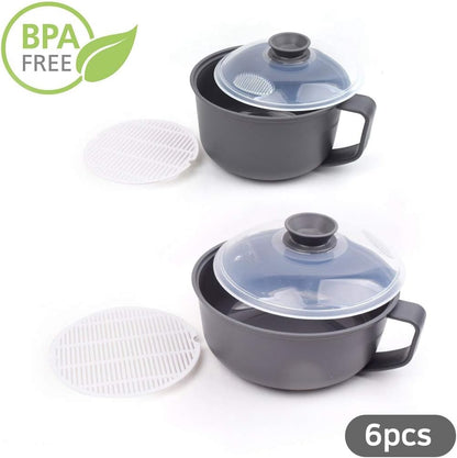 NEED&NEED Microwave Smart Steamer with Safe Handle for bibigo Dumpling Wonton Potstickers Steamed Dumplings Instant noodles Ramen BPA Free 1500ml, 1000ml 6pcs