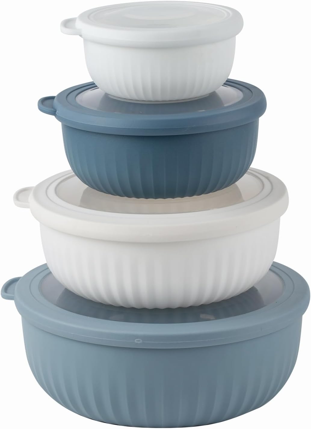 COOK WITH COLOR Prep Bowls with Lids- Wide and Deep Nesting Plastic Small Mixing Bowl Set with Lids, 8 Piece Set - Wide Bowls, Blue